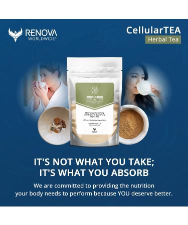 Renova Worldwide CellularTEA - Immunity Support & Detox Cleanse with Organic Cat's Claw, Burdock Root, Echinacea, Turmeric & Ginger - Caffeine-Free Herbal Tea - 48 Servings - Buy Online on GoSupps.com