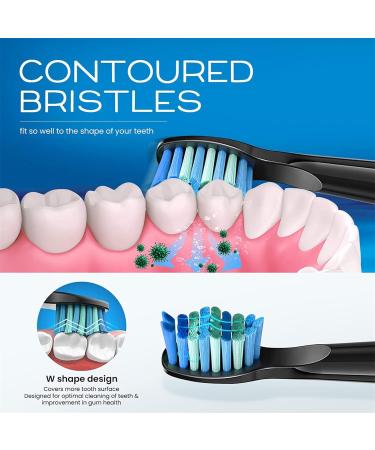 5pc Compatible Electric Toothbrush Replacement Heads for Fairywill D7/D8/FW507/FW508 - Black, Moderately Soft Bristles - Buy Online on GoSupps.com