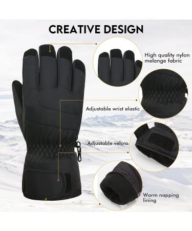 HighLoong Women Ski Gloves - Waterproof & Breathable Snow Gloves with Free Balaclava - Black, Small - Buy Online on GoSupps.com