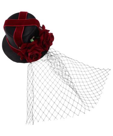 minkissy Steampunk Small Top Hat Small Rose Mesh Decor Halloween Hat Fascinator Wedding Party Tea Hat for Women Girls Mini Top Hat Halloween Party