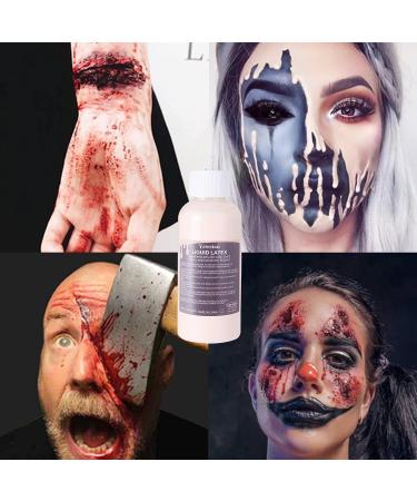 Yeweian Liquid Latex SFX Makeup 2.1 Oz - Halloween Monster Zombie Clown Makeup for Scald Burn Scar Wound Cut Skin Decay - Prosthetics & Old Age Wrinkle Effects - Light Flesh - Buy Online on GoSupps.com
