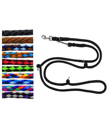 Dog linen large dogs up to 80 kg double linen jumbo 2.40m / 2.80m / 3.50m / 5m adjustable exercise line / guide in 17 different fabulas very stable (2.40m 3LE adjustable black) 2.40m 3 -fold black