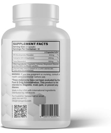 Mytogenix NR Capsules - Nicotinamide Riboside 300mg High Purity Formula Cellular Energy & Healthy Aging Support 60 Veggie Capsules - Buy Online on GoSupps.com