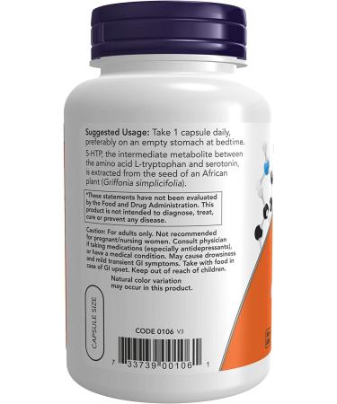 Now Foods 5-HTP 100 mg - 120 Veg Capsules for Mood Support - Buy Online on GoSupps.com
