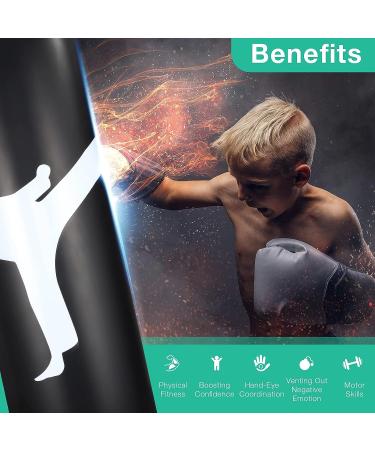 Inflatable Kids Punching Bag 160cm - Freestanding Boxing Equipment with Air Pump for Karate & Martial Arts Practice - Relieve Energy - Black Large - Buy Online on GoSupps.com