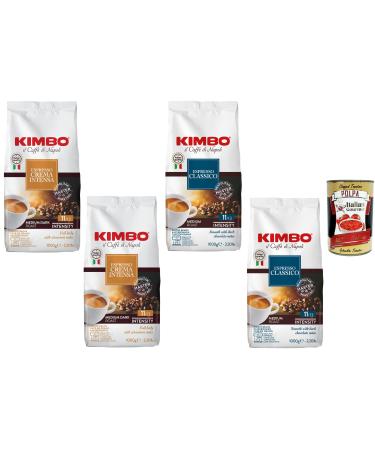 Italian Gourmet Caf en Grains Kimbo Assortiment Espresso Crema Intensa & Espresso Classico Torr faction Medium Dark Intensit 11/13 Pack 4 x 1 kg (4 kg Total) + Italian Gourmet Polpa