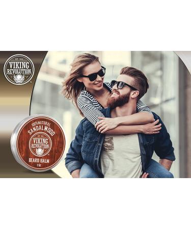 Viking Revolution Beard Balm with Sandalwood Scent - 2oz Leave-In Conditioner for Men with Argan & Jojoba Oils - Buy Online on GoSupps.com