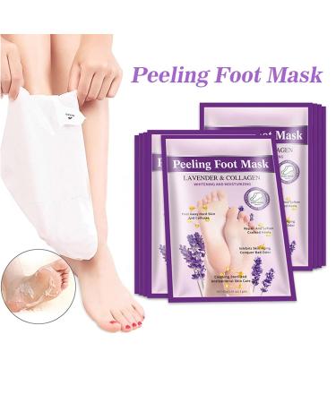 Foot Peeling Mask - Lavender Collagen Exfoliating Socks for Soft Moisturized Feet | Dead Skin Removal & Cracked Heel Care - Buy Online on GoSupps.com
