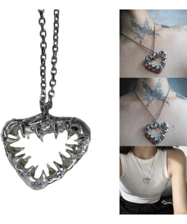 OralGos Thorn Heart Pendant Necklace - Vintage Punk Style Clavicle Chain Choker Jewelry for Street Style Enthusiasts - Buy Online on GoSupps.com
