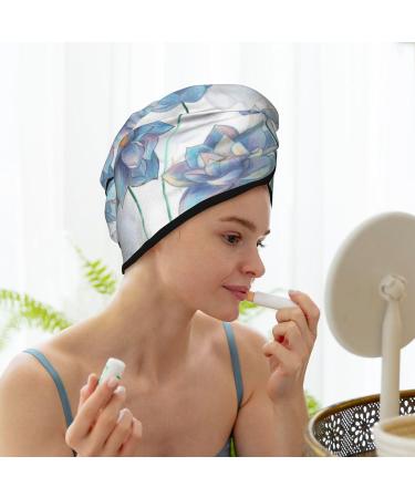 Shop Pale Blue Lotus Flowers Microfiber Hair Towel - Soft Super Absorbent Quick Dry Wrap for Women with Long Curly & Thick Hair - Buy Online on GoSupps.com