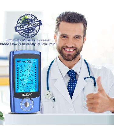 Dual Channel TENS EMS Unit Muscle Stimulator - 24 Modes Pain Relief Therapy | Rechargeable Pulse Massager with 12 Pads - Buy Online on GoSupps.com