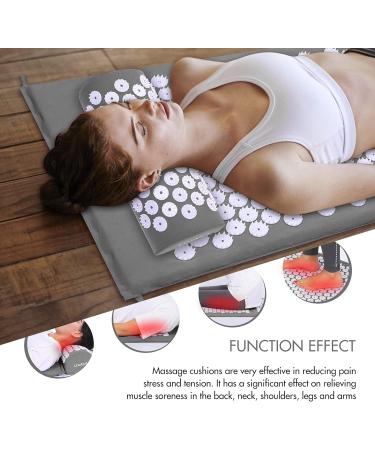 LIXADA Acupressure Set - Acupressure Mat & Pillow with Massage Balls | Neck & Head Pain Relief | Gray & White | International Shipping - Buy Online on GoSupps.com