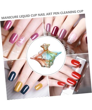 POPETPOP 1pc Nail Art Crystal Cup Glass with Lid Sheer Nail Polish Clear Glass Cups with Lids Nail Brush Dappen Dish Nail Art Tool Manicure Pen Cleaning Cup Powder Bowl Multipurpose 9.1x9cm Assorted Color - Buy Online on GoSupps.com