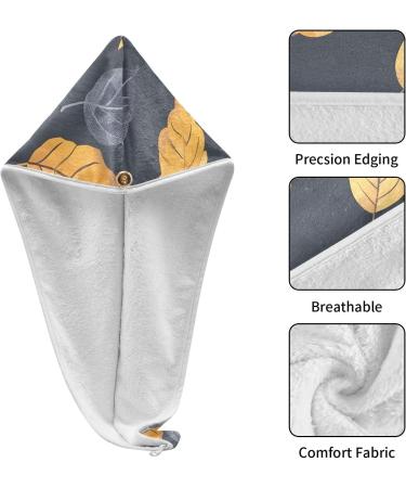 Eco Print Autumn Leaves Hair Towel 2 Pack | Super Absorbent Quick Dry Hair Turbans for Women & Girls - Buy Online on GoSupps.com