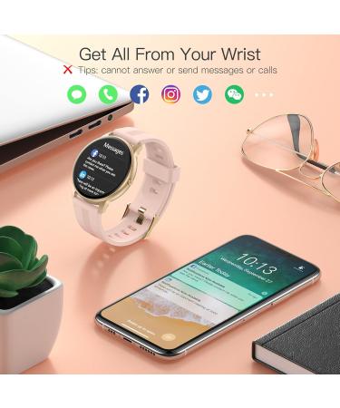 AGPTEK Women's Smart Watch - IP68 Waterproof Activity Tracker with Heart Rate Monitor & Full Touch Screen - Pink/Rose Gold - Buy Online on GoSupps.com