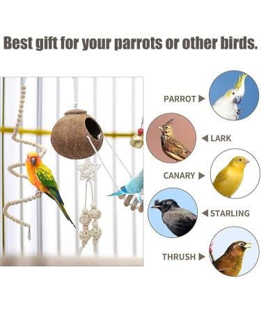 Eunewr Bird Toys for Parrots - 7-Piece Wooden Swing & Climbing Hammock Set for Conures Macaws & Finches - Perfect for Your Feathered Friends! - Buy Online on GoSupps.com