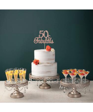 Rose Gold 50 & Fabulous Cake Topper for 50th Birthday Anniversary Party - Happy 50th Birthday Decorations - Buy Online on GoSupps.com