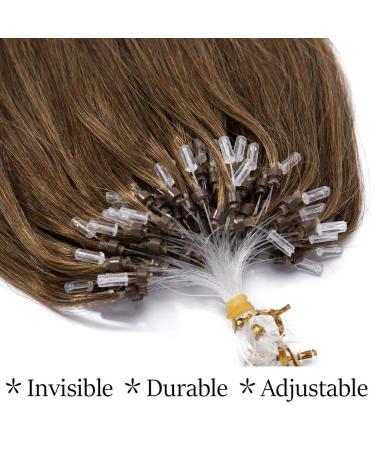 Silk-Co Real Hair Microring Extensions - 0.5g Micro Loop 100 Strands 7A Human Hair 40cm Light Brown - Smooth & Soft - Buy Online on GoSupps.com