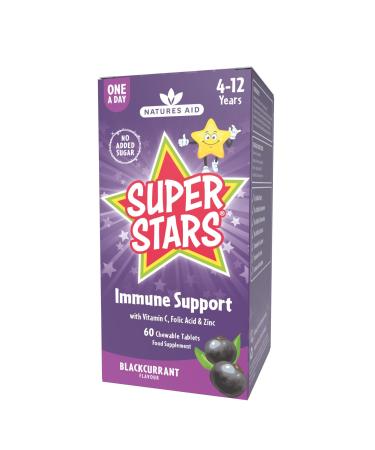 Natures Aid Super Stars Immune Support for Children 4-12 Years 60 Chewable Tablets Immune Support Tablets