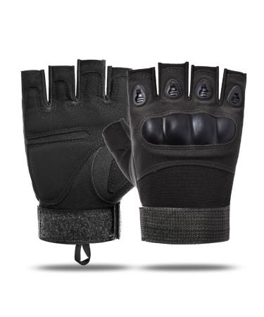 SUJAYU Tactical Gloves for Men, Airsoft Gloves Tactical Fingerless Gloves Black Medium