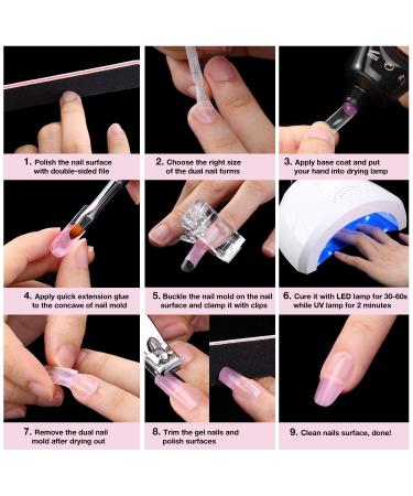 240 Pieces Reusable Nail Forms for Acrylic Nails - Clear Dual Fake Nail Art Molds - Extension Tool Kit with Scale Clips and Brush Pen - 12 Sizes for Gel and UV Nails - Buy Online on GoSupps.com
