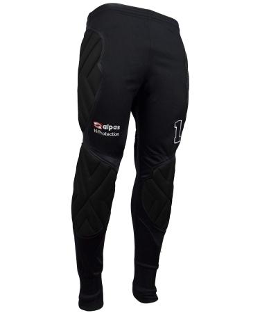 Alpas goalkeeper trousers long with hip and knee padding - size 116 to XXXL *NEW* XL Black