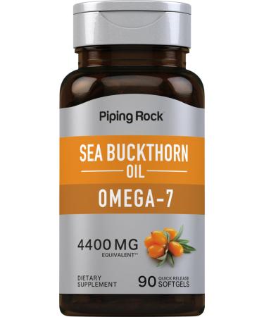 Piping Rock Sea Buckthorn Oil Capsules | 90 Softgels | Sea Buckthorn Berry Extract | with Omega-7 | Gluten Free Non-GMO