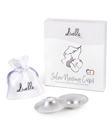 Livella | Silver Nursing Cups for Breastfeeding | Made in Germany with Solid 999 Silver | Protect and Soothe Sore and Irritated Nipples | Nursing Covers 2 Pcs | Free of Copper and Nickel