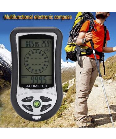 Digital Compass 8 in 1 Multi-Functional LED Outdoor Altimeter Barometer Thermometer Weather Forecast Clock - Buy Online on GoSupps.com