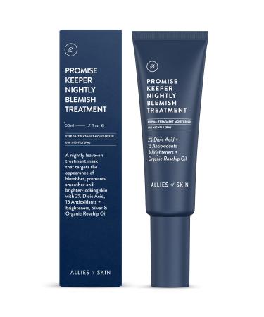 Allies of Skin Promise Keeper Blemish Sleeping Facial: Night Cream Moisturizer Treatment. Dioic + Mandelic + Lactic Acid Manuka Honey Rosehip Oil. Hydrates & Refines Skin 1.7 oz / 50 ml