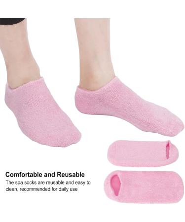 Moisturizing Gel Socks for Women - 2-Piece Spa Socks for Dry Cracked Heels | Reusable Lotion Socks | Pink - Buy Online on GoSupps.com