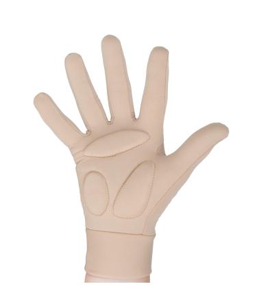 CRS Cross Padded Skating Gloves - Warm Padded Protection for Ice Skating Practice, Figure Skating Testing, Dance Competition, Roller Skating and Cheer. (Tan, Youth Medium/Large)