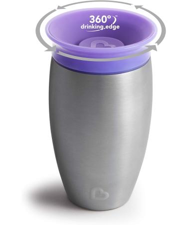 Munchkin Miracle 360 Stainless Steel Toddler Sippy Cup - BPA Free, Non Spill, Dishwasher Safe - 10oz Purple - Buy Online on GoSupps.com