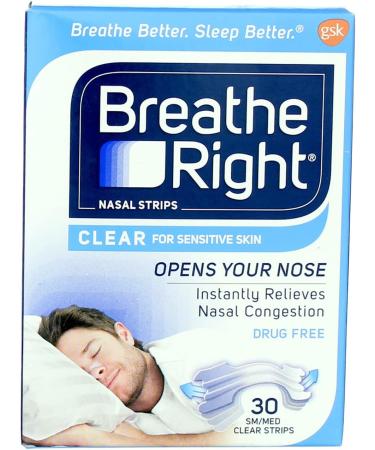 Breathe Right Nasal Strips Clear SM/MED 30 ct - Nasal Congestion Relief - Buy Online on GoSupps.com
