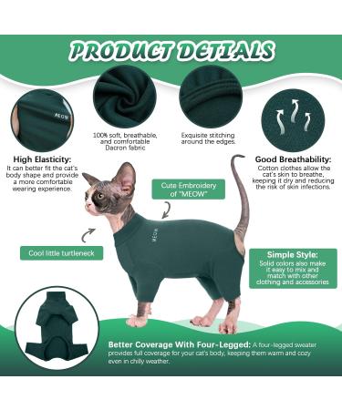 Hjyokuso Sphynx Cats Clothing | Soft & Breathable Sweaters for Cats | Warm Cat Mantle & Four-Legged Shirts for Sphynx Cornish Rex Devon Rex Peterbald - International Shipping Available - Buy Online on GoSupps.com