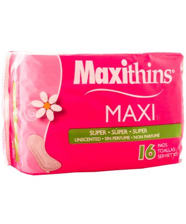 Maxithins Maxi Super Unscented (16 Pads) Pack of 1