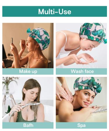 Auban Satin Shower Cap for Women - Large Reusable Waterproof Hair Cap for Long Hair & Spa Use (Green) - Buy Online on GoSupps.com