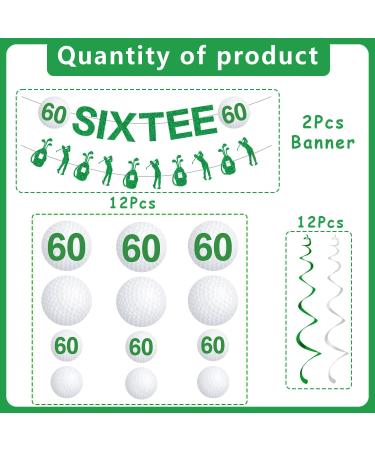 Gameza 60th Birthday Decorations for Men - 14PCS Golf Birthday Party Decorations 60th Birthday Decorations Women Men Golf Glitter Sixtee Banner Hanging Swirls 60th Golf Theme Bday Party Decorations Green 60th - Buy Online on GoSupps.com