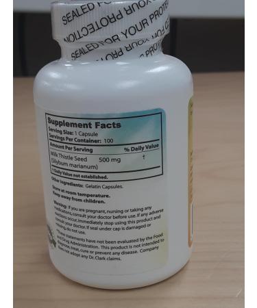 Dr Clark Store Milk Thistle Seed Supplement 500mg, 100 Capsules, Liver Health & Detox Support - Buy Online on GoSupps.com