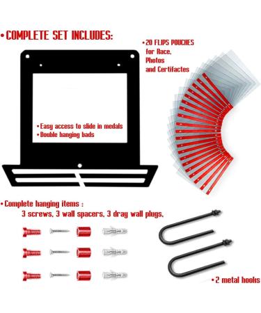 Victory Hangers Medal & Bib Holder Bundle - Square Shape | 40+ Medals & 100 Runner Race Bibs Capacity | Steel Rack for Runners - Buy Online on GoSupps.com