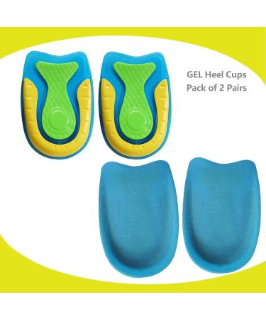 Men's Gel Heel Cups for Heel Pain Relief and Shock Absorption - Silicon Pads for Plantar Fasciitis, Bone Spurs - Size 6-12 - Buy Online on GoSupps.com