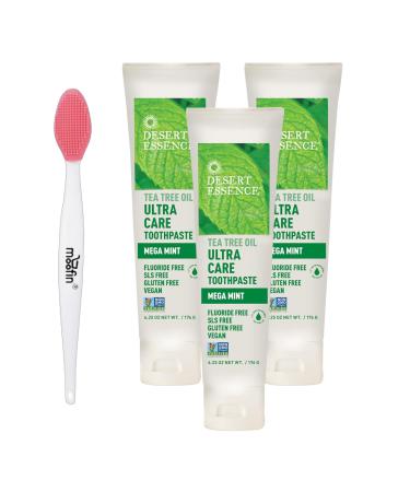 Tea Tree Oil Toothpaste Ultra Care Non Gmo Toothpaste 6.25 Oz- Cruelty Free Tea Tree Oil Gluten Free Toothpaste Bundle with Moofin Nose Cleaning Brush Pack of 3