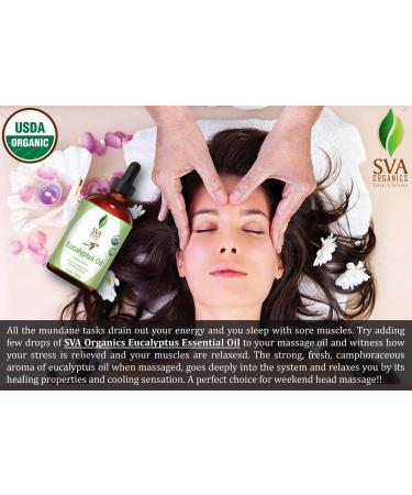 SVA Organics Eucalyptus Essential Oil 4 Oz USDA Organic - 100% Pure & Natural for Diffuser, Aromatherapy, Face, Body & Hair Care - Buy Online on GoSupps.com
