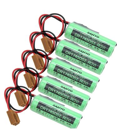 5PCS 3V 2500mAh PLC Replacement Battery with Plug for SANYO CR17450SE-R/A98L-0031-0012 FANUC CNC US Stock