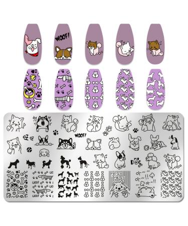 WOKOTO 6Pcs Pets Nail Stamping Plates - Cute Cartoon Animals Nail Stamping Kit for Nail Art Design - Nail Stencils for Cat and Dog Lovers - Buy Online on GoSupps.com
