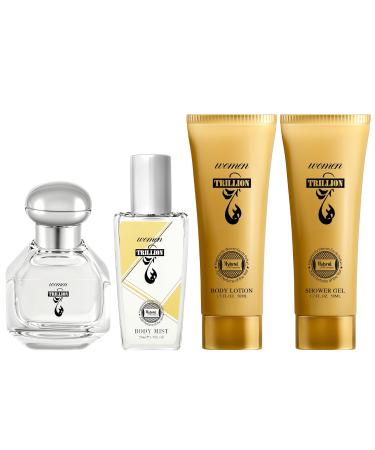 HyBrid & Company Women Trillion White 4Pcs Gift Set For Women 50ml-Perfume&50ml-Mist&50ml-Bodylotion&50ml-Shower Gel - Buy Online on GoSupps.com