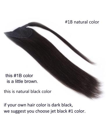 Ugrace 20 Virgin Straight Human Hair Ponytail Extension Natural Black #1B - Clip in One Piece Hairpiece for Women - Buy Online on GoSupps.com
