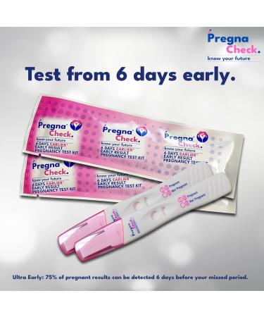 Pregna Check Early Pregnancy Test Strips Kit - 6 Days Early Detection - High Sensitivity - Over 99% Accuracy - 2 Test Strips - Women's Health - Buy Online on GoSupps.com