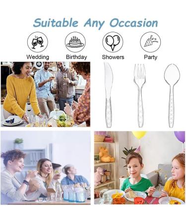 Clear Plastic Cutlery Set | Plastic Utensils |100 Piece Heavy Duty Disposable Party Supplies | 6.4-Inch Clear Plastic Forks | Perfect Disposable Cutlery Set for Any Occasion Dinners Catering 6.4-inch transparent knife*100 - Buy Online on GoSupps.com