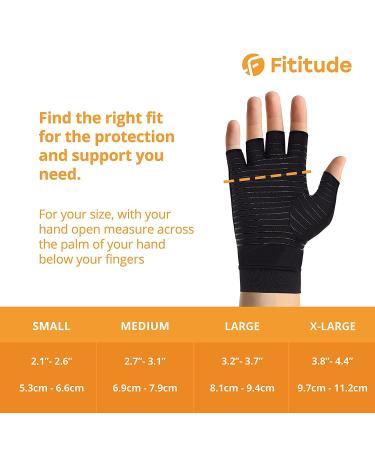 Fitivity Infused Copper Compression Gloves - 2 Pair, Half Finger, Large Size | Arthritis & Joint Pain Relief - Buy Online on GoSupps.com